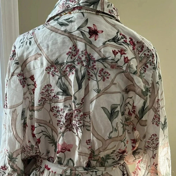 [M]Johanne Ortiz xH&M Designer White Orchid Linen Button Down L/S Shirt Dress - Picture 12 of 16